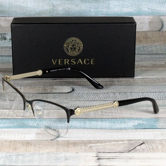 Versace Black and Gold 53mm Womens Eyeglasses